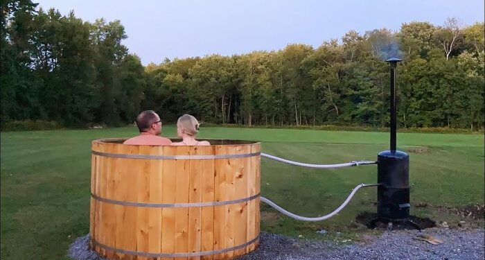 Как сделать деревянную ванну с подогревом от дровяного котла